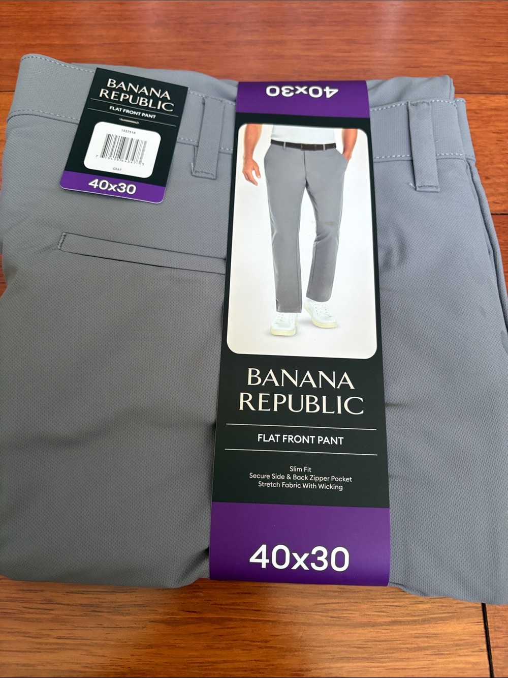 Banana Republic Slim Flat-Front Pants in Light Gray